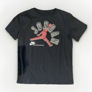 Nike Jordan Jump Man Boys Short Sleeve  Shirt Black & Red -‎ Size medium